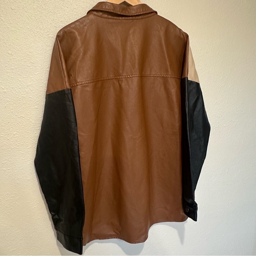 BiBi Color Block Faux Leather Shacket - Picture 12 of 13